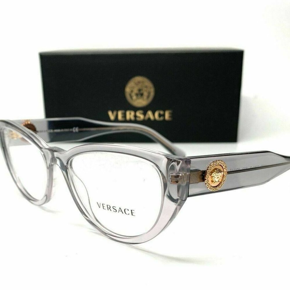 Versace Transparent Grey Cat Eye 51mm Eyeglasses